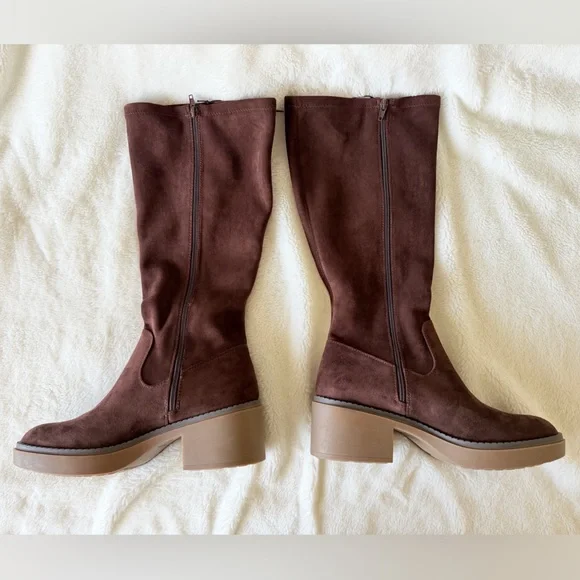 White Mountain Marcella Tall Shaft Block Heel Boots - Brown - Picture 5 of 12